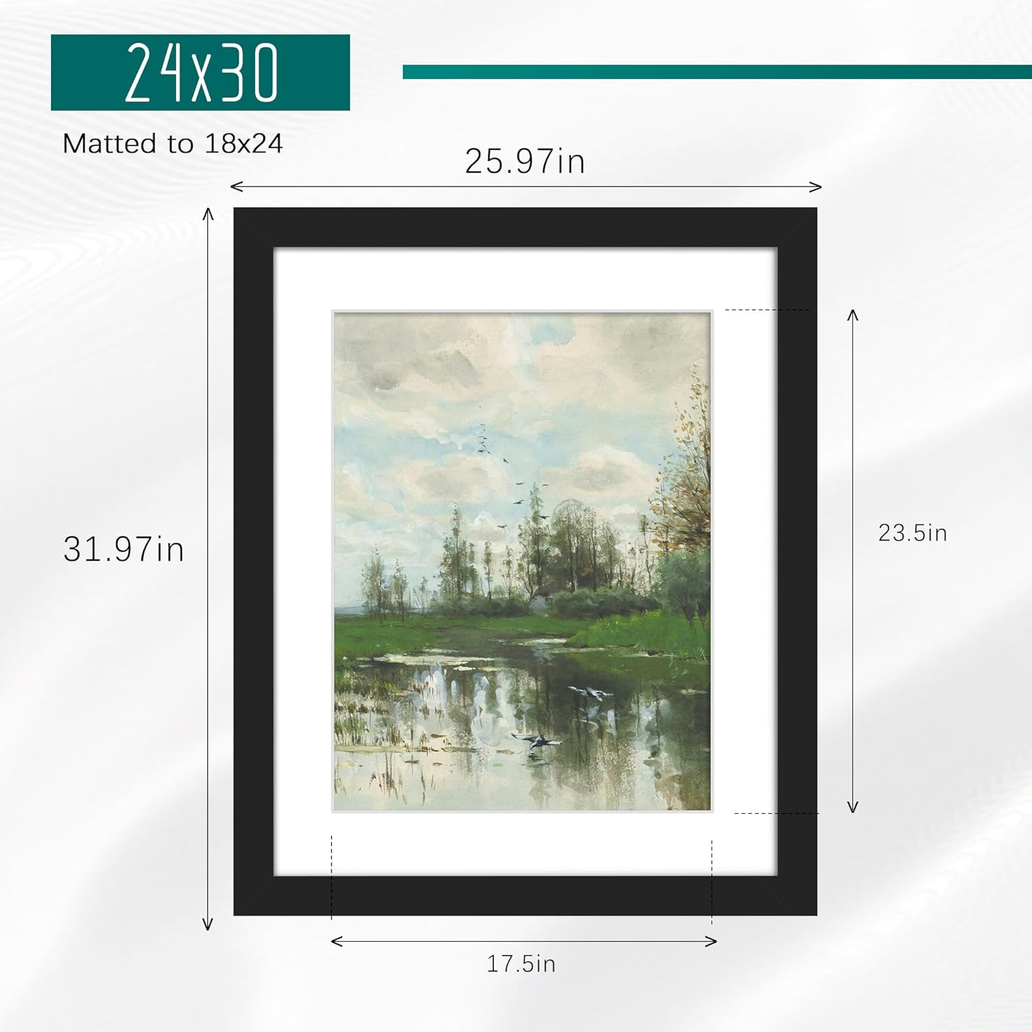 Picrit 24x30 Picture Frame 3 Pack, Black Poster Frame, Display Poster 18 x 24 with Mat or 24x30 without Mat for Horizontal or Vertical Wall Mounting